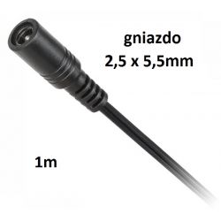 Złącze gniazdo 2,5x 5,5 mm DC kabel 1m -  zasilacz sznur diodowy